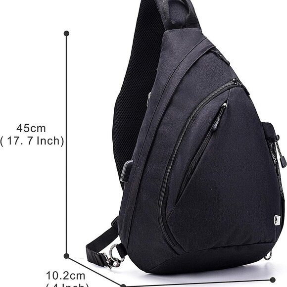 Water-Proof Sling bag/Crossbody Backpack/Shoulder Bag with USB Charging Port - Picture 2 of 8